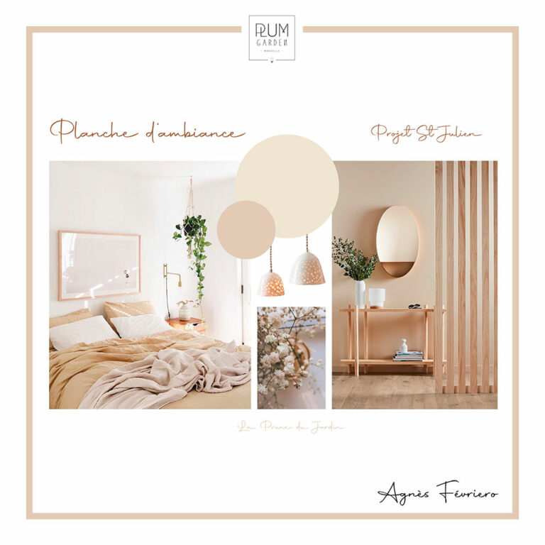 Planche d'ambiance d'une chambre parentale